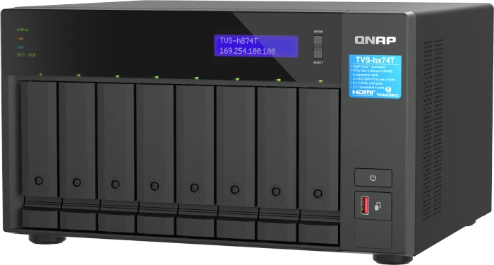 QNAP QuTS hero TVS-h874T-i7-32G 128TB, 32GB RAM, 2x RJ-45 2.5GBase-T, 2x Thunderbolt 4 / USB4
