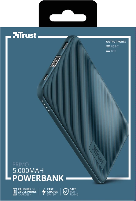 Trust Primo Ultra-thin Powerbank 5000mAh blau