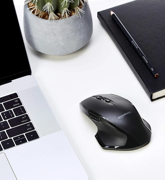 AmazonBasics GP9 Ergonomic Wireless Mouse with Fast Scrolling schwarz, USB