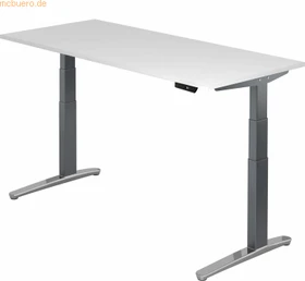 Hammerbacher Ergonomic Aktiv XBHM19 elektrisch höhenverstellbarer Sitz-Steh-Schreibtisch 180x80cm weiß/graphit
