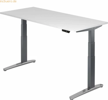 Hammerbacher Ergonomic Aktiv XBHM19 elektrisch höhenverstellbarer Sitz-Steh-Schreibtisch 180x80cm weiß/graphit