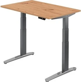 Hammerbacher Ergonomic Aktiv XBHM12 elektrisch höhenverstellbarer Sitz-Steh-Schreibtisch 120x80cm Asteiche/graphit