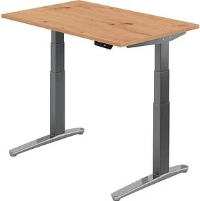 Hammerbacher Ergonomic Aktiv XBHM12 elektrisch höhenverstellbarer Sitz-Steh-Schreibtisch 120x80cm Asteiche/graphit
