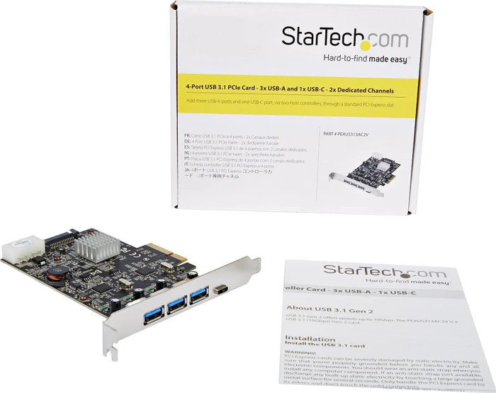 StarTech 1x USB-C 3.1, 3x USB-A 3.1, PCIe 3.0 x4
