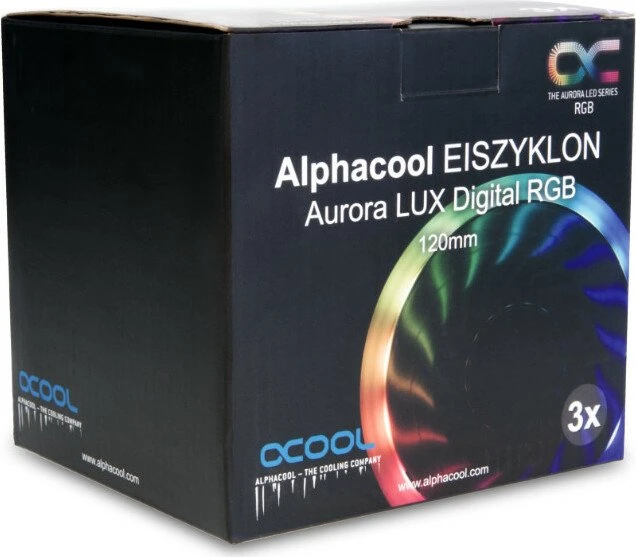 Alphacool Eiszyklon Aurora LUX Digital RGB, LED-Steuerung, Fernbedienung, 120mm, 3er-Pack