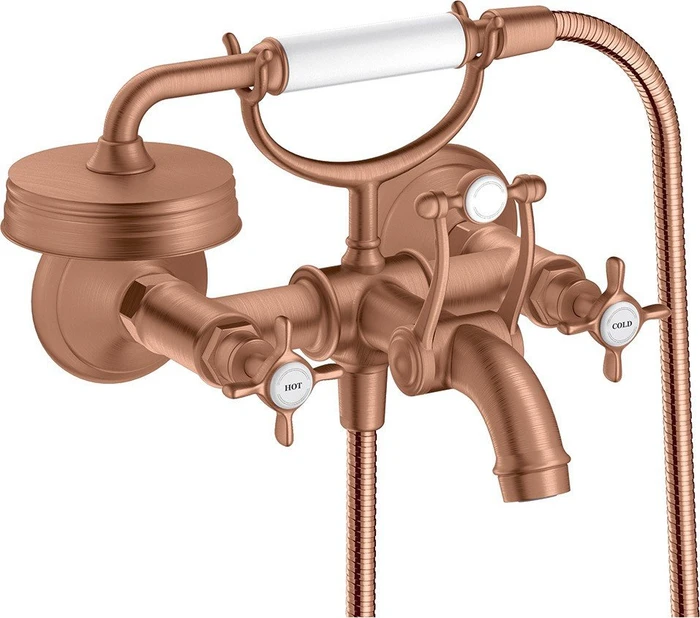 Hansgrohe Axor Montreux 2-Griff Wannenmischerarmatur Aufputz mit Kreuzgriffen brushed red gold