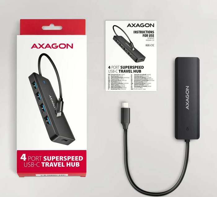 Axagon USB-Hub, 4x USB-A 3.0, USB-C 3.0 [Stecker]