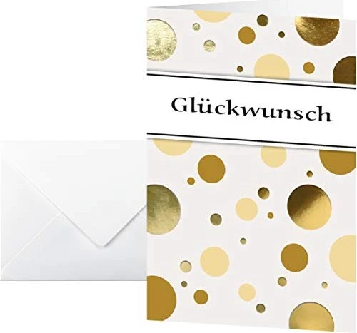 Sigel Glückwunschkarten Motiv Golden Bubbles Universalpapier weiß, 115x170mm, 250g/m², 10 Blatt