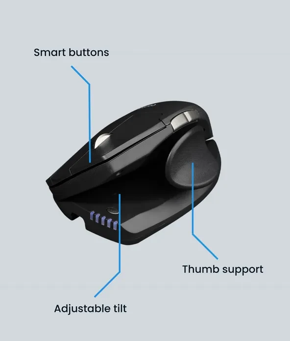Contour Design UniMouse kabellose Vertikale Maus, schwarz matt, Rechtshänder, USB/Bluetooth