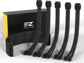 EZDIY-FAB Cable Extension Kit, 1x 24-Pin, 2x 4/8-Pin ATX, 3x 8-Pin PCIe, 18AWG, schwarz