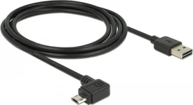 DeLOCK EASY-USB Adapterkabel, USB 2.0 Micro-B 90° horizontal gewinkelt [Stecker] auf USB-A 2.0 [Stecker], schwarz, 2m (83853)