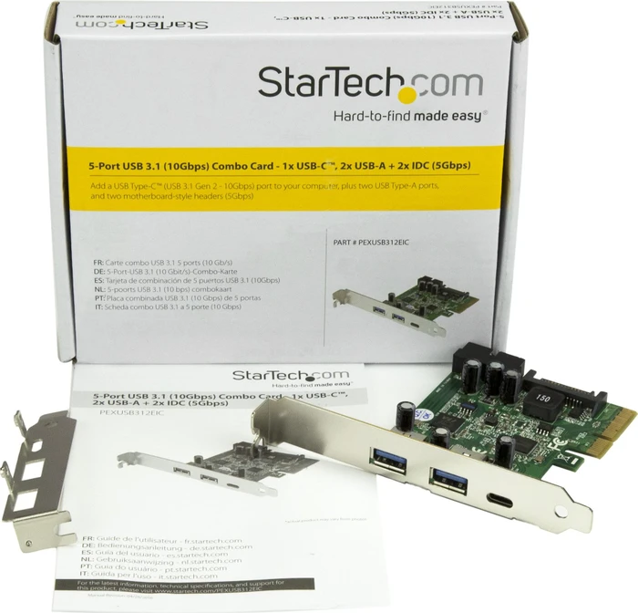 StarTech PEXUSB312EIC, 1x USB-C 3.1, 2x USB-A 3.0, 2x USB 3.0, PCIe 2.0 x2