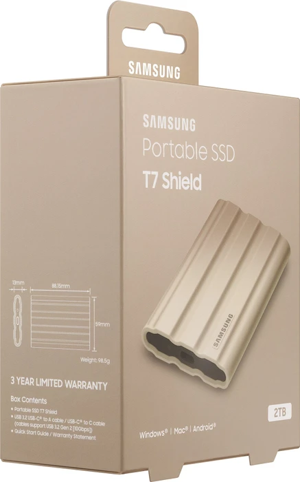 Samsung Portable SSD T7 Shield, beige, Beige, 4TB, USB-C 3.1