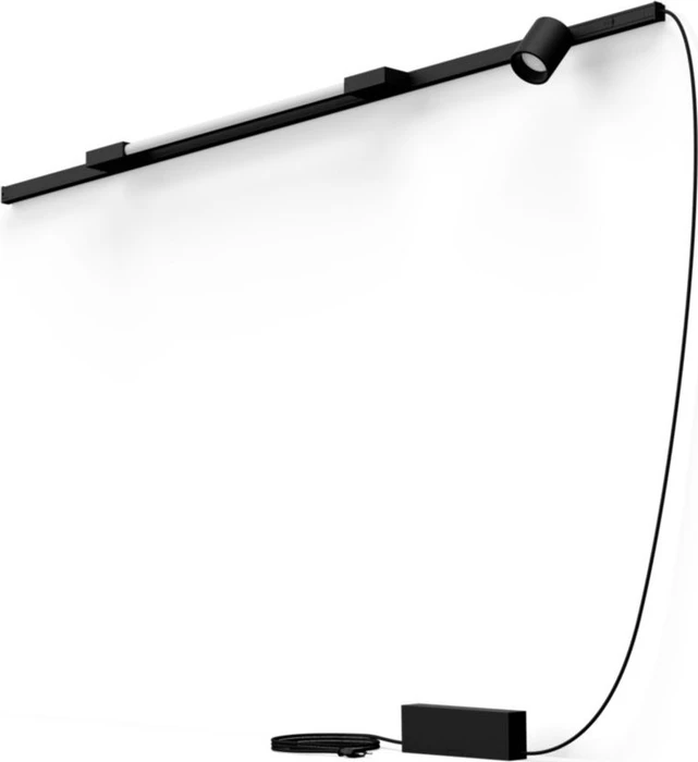 Philips Hue White and Color Ambiance Basis Perifo Schienensystem für die Wand gerade mit 1 Spots & 1 Gradient Light Tube kompakt schwarz