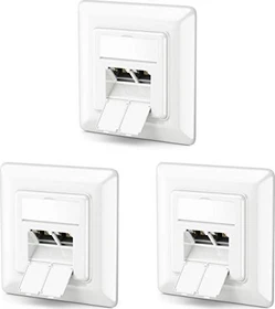 deleyCON CAT6a Netzwerkdose mit 2x RJ45 Buchse Geschirmt Unterputz Montage 10 Gbit weiß
