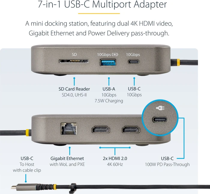 StarTech USB-C Multiport-Adapter mit USB PD 100W, USB-C 3.1 [Stecker]