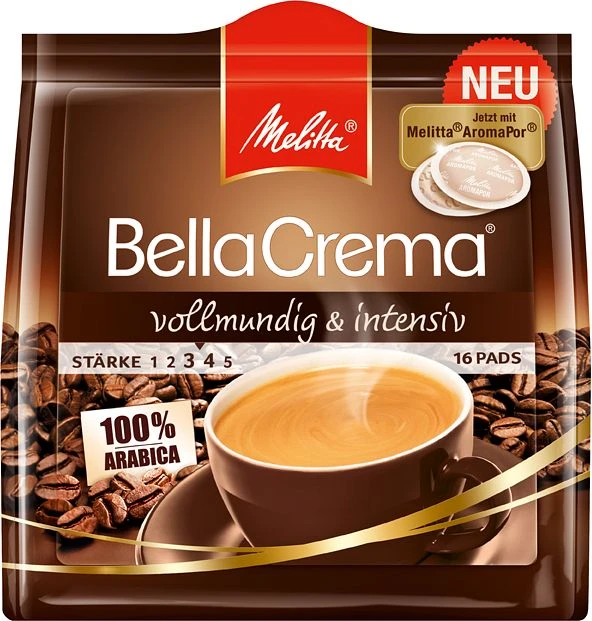 Melitta BellaCrema vollmundig & intensiv Kaffeepads, 16 Stück