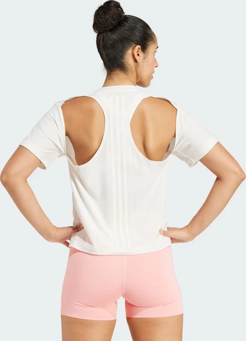 adidas Power Back-Cutout 3-Streifen Funktionsshirt kurzarm chalk white (Damen)
