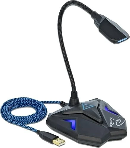 DeLOCK Desktop USB Gaming Mikrofon mit Schwanenhals und Mute Button