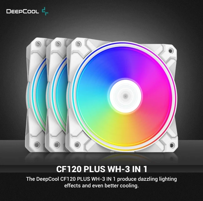 DeepCool CF120 Plus WH, LED-Steuerung, Lüftersteuerung, 120mm, 3er-Pack