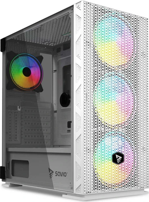 Savio Raptor X1 ARGB Mesh, weiß, Glasfenster