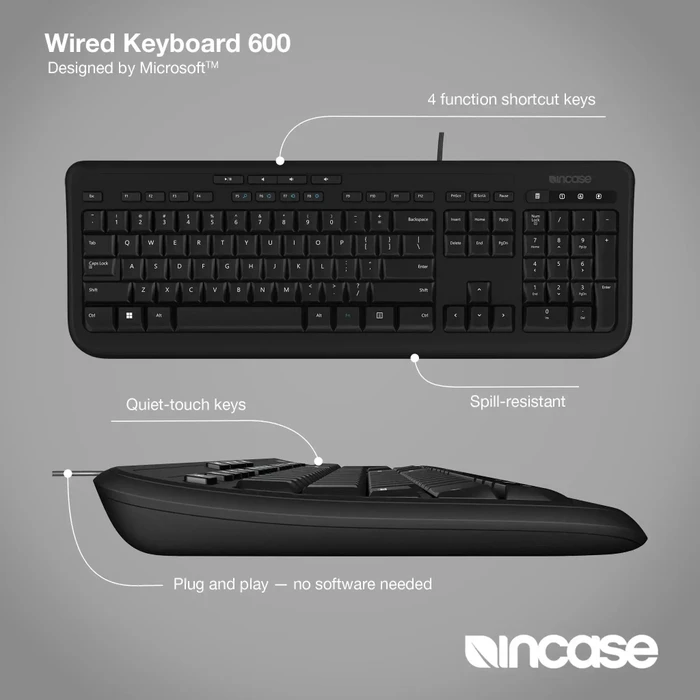 Incase Wired Keyboard 600, schwarz, USB, UK
