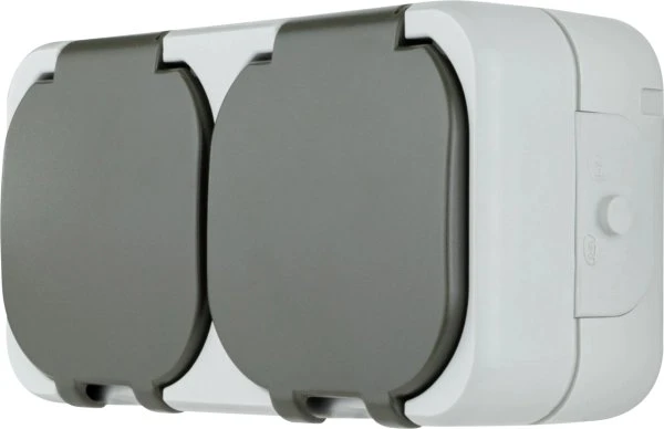 REV Ritter AquaTop Steckdose 2-fach AP IP44, grau