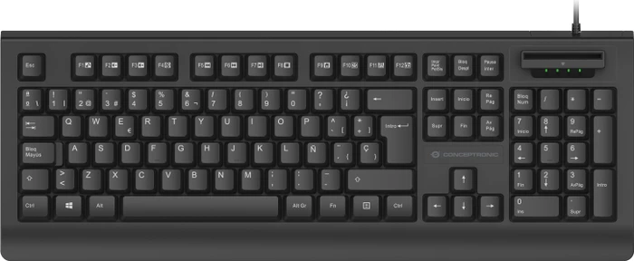 Conceptronic Kayne Tastatur mit SmartID-Kartenleser, schwarz, USB, IT