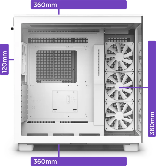 NZXT H9 Flow Black, schwarz, Glasfenster