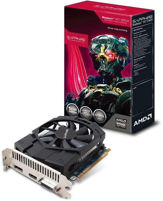 Sapphire Radeon R7 250X, 1GB GDDR5, DVI, HDMI, DP, lite retail