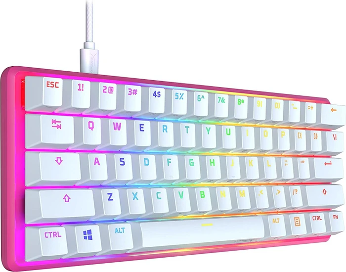 HP HyperX Alloy Origins 60 pink, LEDs RGB, HyperX RED, USB, US