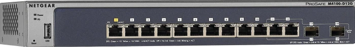 Netgear ProSAFE M4100 Desktop Gigabit Managed Switch, 10x RJ-45, 2x RJ-45/SFP, PoE+ PD