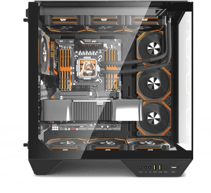 DarkFlash DY470 Shadow Black, inkl. 4x Lüfter, inkl. GPU-Halterung, Glasfenster