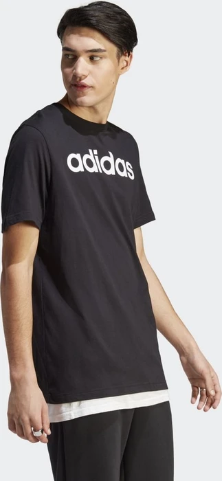 adidas Essentials Single Jersey Linear Embroidered Logo T-Shirt kurzarm schwarz (Herren)
