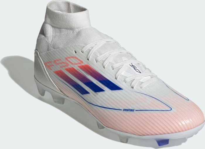 adidas F50 League Mid-Cut FG/MG cloud white/lucid blue/solar red (Damen)