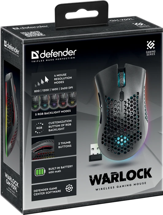 Defender Warlock GM-709L Wireless Gaming Mouse schwarz, USB