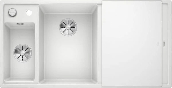 Blanco Axia III 6 S InFino Becken links mit Ablauffernbedienung weiß inkl. Glasschneidebrett