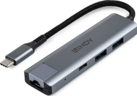 Lindy USB Hub und Ethernet Konverter, USB-C 3.1 [Stecker] (43422)