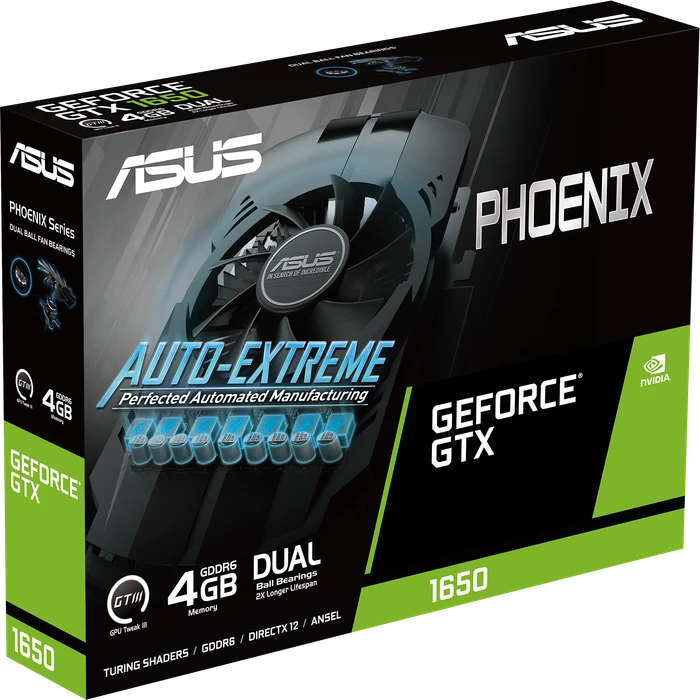 ASUS Phoenix GeForce GTX 1650 P EVO, PH-GTX1650-4GD6-P-EVO, 4GB GDDR6, DVI, HDMI, DP