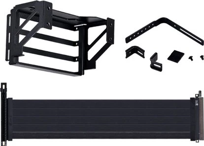 Lian Li O11D EVO Upright GPU Kit Riser Card, inkl. PCI-Slot Blende für O11D EVO, gewinkelt, PCIe 4.0, 380mm, schwarz