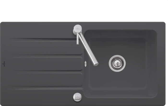 Villeroy & Boch Architectura 1000x510mm Einbau Becken reversibel mit Ablauffernbedienung graphite