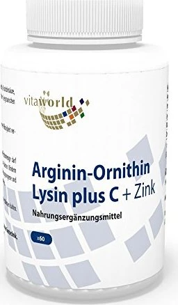 vitaworld Arginin-Ornithin-Lysin Plus C + Zink Kapseln, 60 Stück