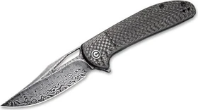 Civivi Ortis Flipper Taschenmesser twill carbon fiber/black hand rubbed damascus