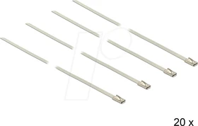DeLOCK Edelstahl Kabelbinder, 4.6mm, 350mm, edelstahl, 20 Stück