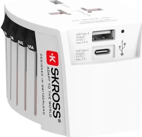 Skross World Travel Adapter MUV USB (AC), weiß