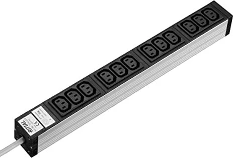 Rittal Kaltgeräte Steckdosenleiste, 1HE, 12-fach, 16A/250V, 2m
