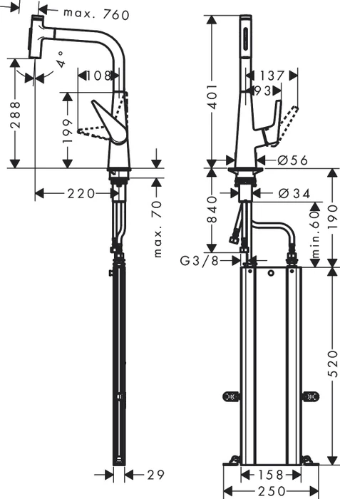 Hansgrohe Talis Select M51 300 mit Ausziehbrause 2jet sBox chrom