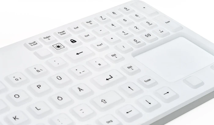 GETT KG26236 GCQ CleanType Prime Touch Plus mit Touchpad, medizinische Silikontastatur, weiß, USB, DE