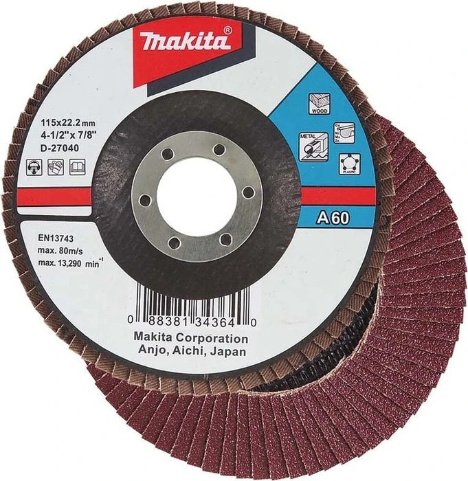 Makita Schleifscheibe Keramik-Aluminium-Oxid abgewinkelt K80, 115mm, 1 Stück