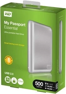 Western Digital WD My Passport Essential New silber 500GB, USB 2.0